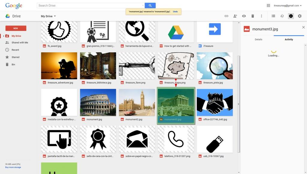 (2) Ανάρτηση μίας εικόνας στο Google Drive Βρείτε μία εικόνα του μνημείου του Παρθενώνα και αναρτήστε τη στο Google Drive, κατευθείαν στη πηγή, όχι σε οποιονδήποτε φάκελο. Ονομάστε τη ως monument3.