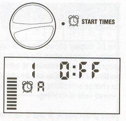 1. Γυρίστε το διακόπτη στη θέση START TIMES. 2. Στην οθόνη εµφανίζεται το πρόγραµµα Α. Εάν θέλετε µε το πλήκτρο µπορείτε να επιλέξετε το Β ή το C πρόγραµµα. 3.