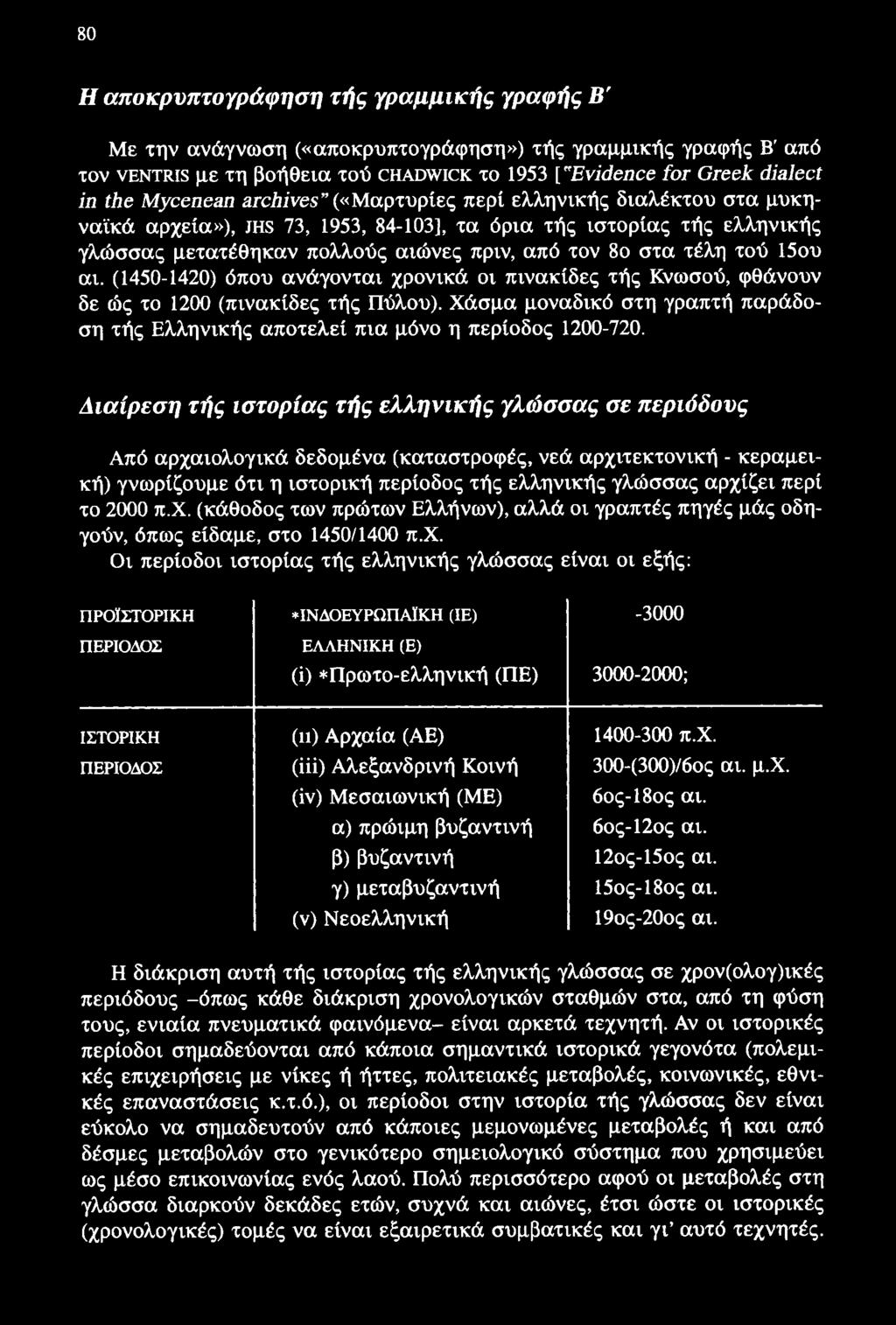 80 Η αποκρυπτογράφηση τής γραμμικής γραφής Β' Με την ανάγνωση («αποκρυπτογράφηση») τής γραμμικής γραφής Β' από τον νεντκΐδ με τη βοήθεια τού ΟΗΑϋχνιοκ το 1953 ["Ενϊάβαοβ ίοτ ΟτβεΚ άΐαΐβοί ΐη ώβ