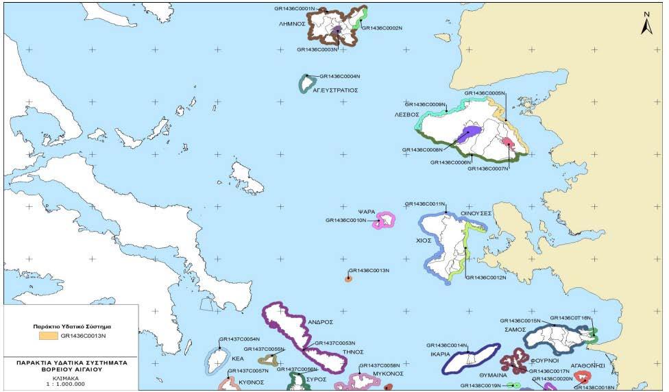 [εικ. 25 - Χάρτης ακτών νήσου Λέσβου πηγή: Ειδική Γραμματεία