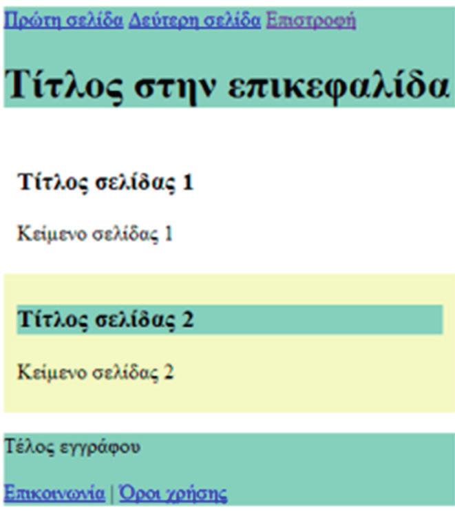 Τίτλος σελίδας 1 Κείμενο σελίδας 1 Τίτλος σελίδας 2 Κείμενο σελίδας 2 Τέλος εγγράφου Επικοινωνία Όροι χρήσης Εικόνα 11.