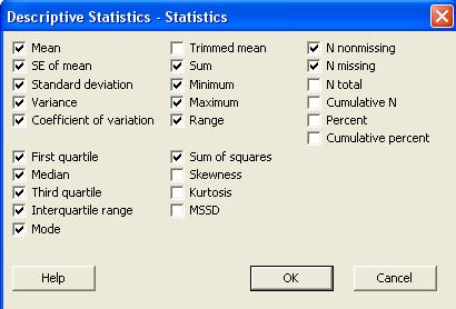 Περιγραφικά στατιστικά 1. Επιλέγουμε Stat > Basic Statistics > Display Descriptive Statistics. 2. Στην ένδειξη Variables, κάνουμε κλικ και στη συνέχεια επιλέγουμε τη μεταβλητή HEIGHT.