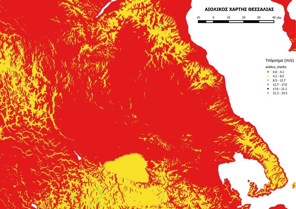 245 246 Εικόνα 9: Μέση ταχύτητα ανέμου (m/s) για ύψος 40 m - Θεσσαλία (ΚΑΠΕ) DOC