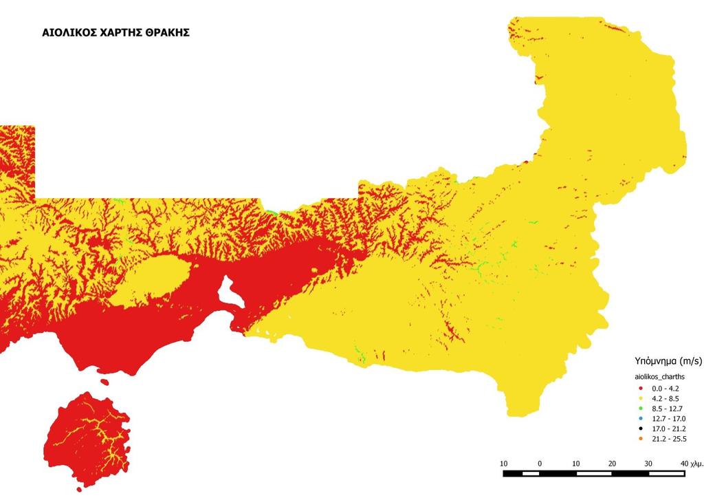 251 252 Εικόνα 12: Μέση ταχύτητα ανέμου (m/s) για ύψος 40 m - Θράκη (ΚΑΠΕ) DOC Type