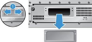 2. Χαλαρώστε τις δύο βίδες που ασφαλίζουν το κάλυμμα της κάρτας Jetdirect στο πίσω μέρος της συσκευής (1) και, στη συνέχεια, αφαιρέστε το κάλυμμα της κάρτας (2) και αφήστε το στην