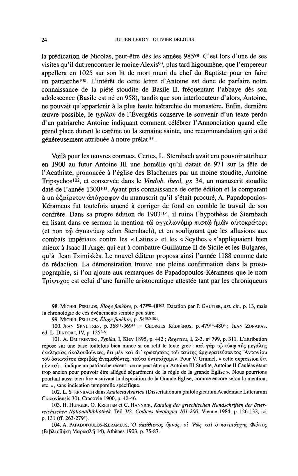 24 JULIEN LEROY - OLIVIER DELOUIS la prédication de Nicolas, peut-être dès les années 98598.