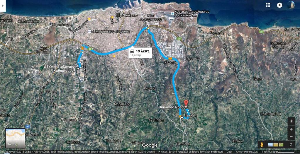 Εικόνα 24: Διαδρομές προσέγγισης και χιλιομετρικές αποστάσεις