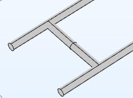 Η σύζευξη μεταξυ των δύο σωλήνων ολοκληρώθηκε με την εντολή Sweep από τη Γεωμετρία, η οποία δέχεται μια επιφάνεια και έναν άξονα, κατά μήκος του οποίου επιμηκύνεται η επιφάνεια δημιουργώντας