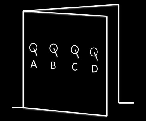 في الشكل أدناه يوجد في السؤال )111( : الباب أربعة حلقات (A,B,C,D) لفتح الباب أي الحلقات يمكن استخدامها لتكون قوة الجذب اللازمة لفتح الباب أقل ما يمكن )ب( B )أ( A )د( D )ج( C طريقة الحل: )د( D عند فتح