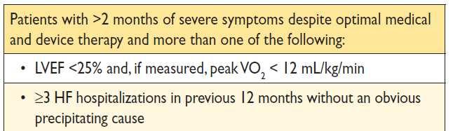 Patients potentially eligible for implantation of a