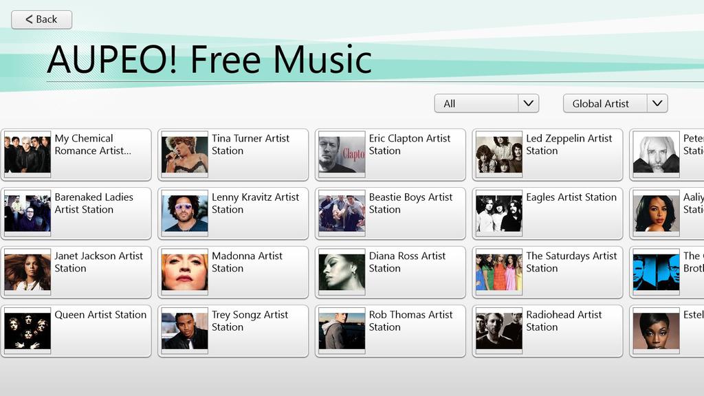 Για να χρησιμοποιήσετε το AUPEO! Free Music. 1. Στο AUPEO! Free Music, πατήστε τον καλλιτέχνη που επιθυμείτε να ανοίξετε. 2.