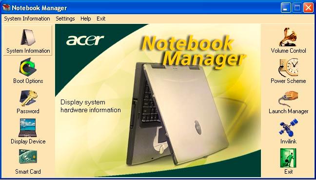 39 Χρήση εφαρμογών συστήματος Notebook Manager Ο υπολογιστής έχει ένα ενσωματωμένο σύστημα εγκατάστασης που ονομάζεται Notebook Manager.