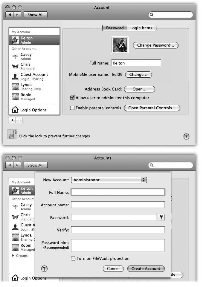 Δημιουργία λογαριασμού Εικόνα 1-2: Επάνω: Εδώ φαίνονται όλοι οι χρήστες που έχουν λογαριασμό. Από εδώ μπορείτε να δημιουργήσετε νέους λογαριασμούς ή να αλλάξετε κωδικούς πρόσβασης.