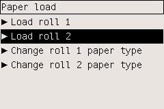 2. Επισηµάνετε την επιλογή Paper load [Φόρτωση χαρτιού] και πιέστε το κουµπί Επιλογής. 3.