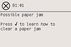 Μια εµπλοκή χαρτιού (το χαρτί έχει κολλήσει στον εκτυπωτή) [4500] Σηµείωση Αυτό το θέµα αφορά µόνο τη σειρά εκτυπωτών HP Designjet 4500.