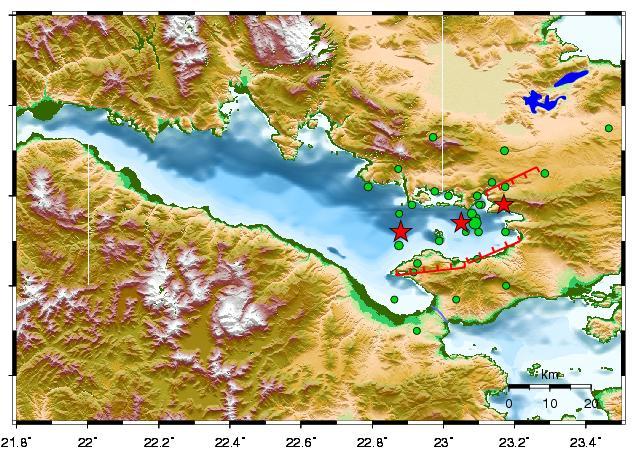 περιόδους (σε μέρες) α) (Τ0, 0.14), β) (0.14, 0.3), γ) (0.3, 0.61), δ) (0.61, 1).