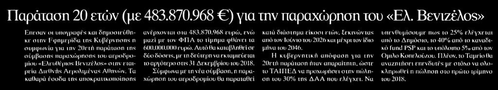 ΓΙΑ ΤΗΝ ΠΑΡΑΧΩΡΗΣΗ ΤΟΥ ΕΛ.