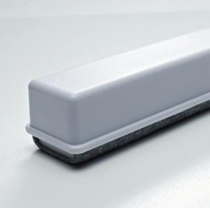 Back panel of white contrasting glass and steel. ry erasable and magnetic.