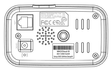 I-4. Επιγραφή Προϊόντος Η επιγραφή προϊόντος που ειναι τοποθετημένη στη πίσω όψη της κάμερας δείχνει τη διεύθυνση MAC, το cloud ID και τη ρύθμιση SSID της διαδικτυακής σας κάμερας.