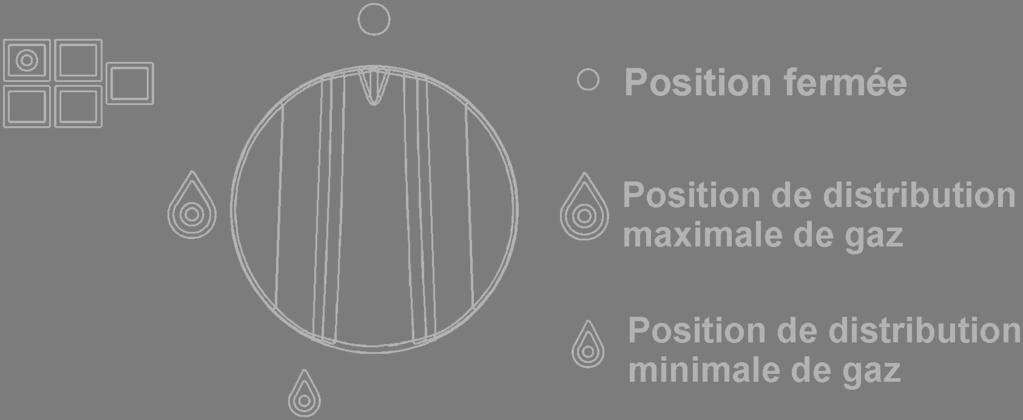 UTILISATION 1) BRULEURS Sur le bandeau de commande on a réalisé en sérigraphie, sous chaque brûleur, un schéma indiquant à quel brûleur correspond le bouton.