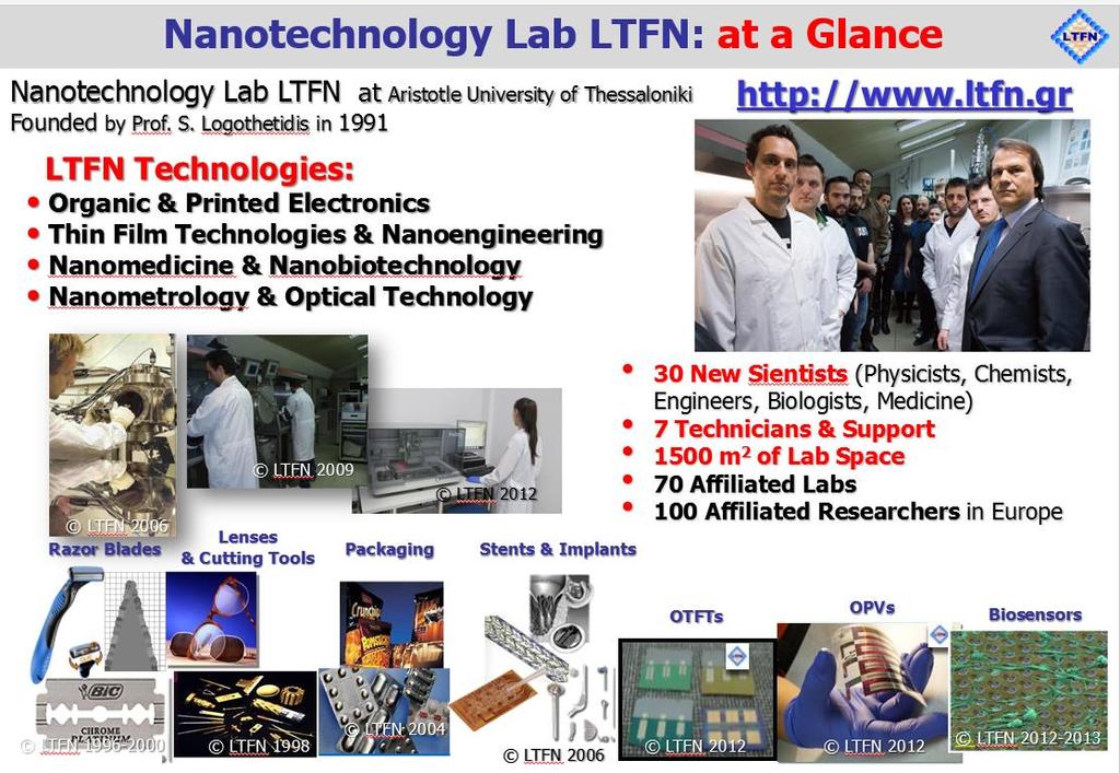 Το Εργαστήριο LTFN με μια ματιά:τεχνολογίες, Προσωπικό και Εφαρμογές