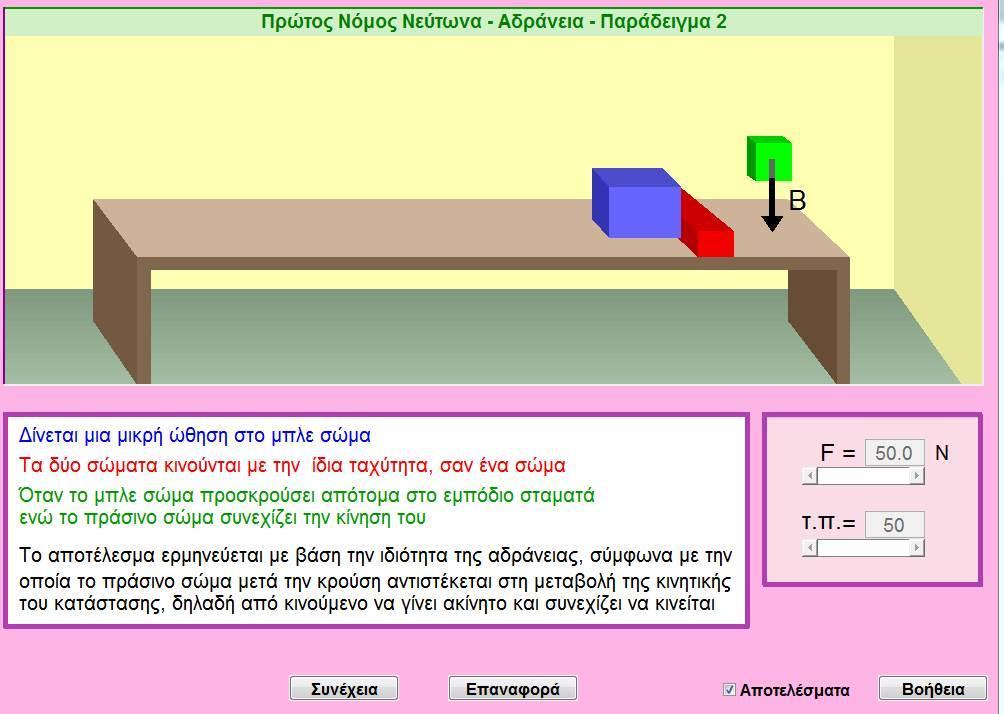 Πξώηνο Νόκνο Νεύηωλα 36. Αδξάλεηα - Παξάδεηγκα 2 1. Η πξνζνκνίσζε δείρλεη ηελ ηδηόηεηα ηεο Αδξάλεηαο. 2. θνπόο ηεο πξνζνκνίσζεο είλαη λα επεμεγήζεη ηελ αδξάλεηα ησλ ζσκάησλ.