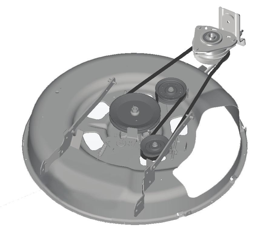 6 R M V Como substituir a Correia de Transmissão do Cortador de Grama REMOÇÃO DA CORREIA DE TRANSMISSÃO DO CORTADOR DE GRAMA 1. Estacionar o trator sobre uma superfície nivelada.