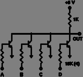 Resistor Transistor Logic (RTL) - NOR Όταν όλες οι είσοδοι είναι στο