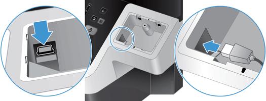 β. Συνδέστε το καλώδιο USB στην υποδοχή του εξαρτήματος (1) και συνδέστε το βύσμα γείωσης στην
