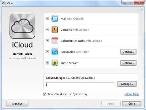 6.2. Σν πξώην πάληξεκα ηνπ icloud κε ηα Windows Με ηελ εκθάληζε θαη ηελ θπθινθνξία ηνπ ios 5 γηα ηα iphone, ipod θαη ipad, έγηλαλ θαη ηα απνθαιππηήξηα ηεο icloud ππεξεζίαο ηεο Apple.