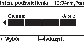 Menu 3.3 Podświetlenie Ustawia czas trwania podświetlenia ekranu. Domyślne ustawienie 1 min Opcje ustawień / Wyświetlacz 3.4 Inten. podświetlenia Ustawia jasność podświetlenia ekranu. 4 3.