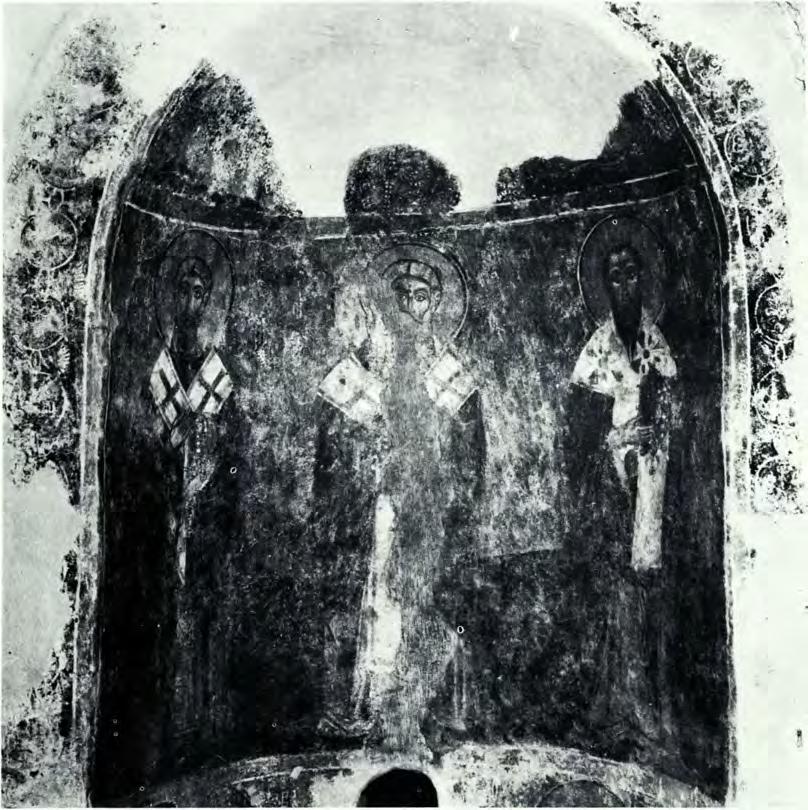 μετωπικοί Ιεράρχες (είκ. 2 ). Κάτω, δεξιά και αριστερά του μονολόβου παραθύρου, σε ίδια στάση, άλλοι δύο.
