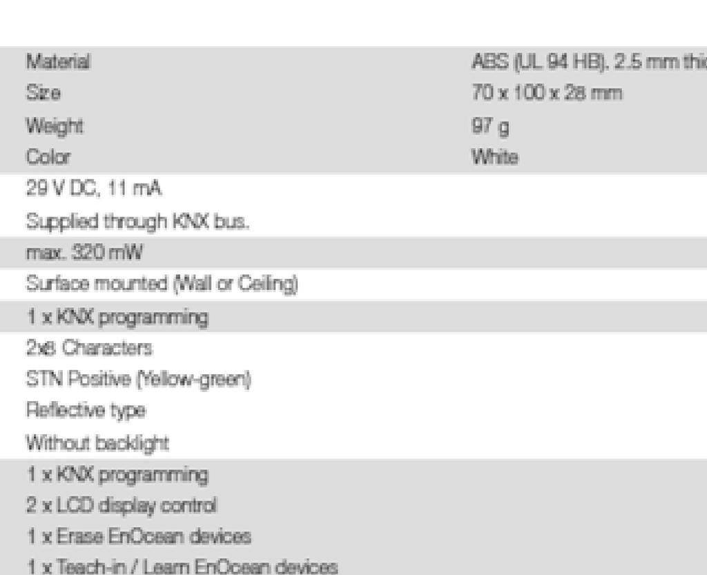 Supplied through the KNX bus. Fully bidirectional. Supporting up to 253 KNX communication objects.