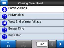 Συμβουλή: Αγγίξτε τον χάρτη πάνω ή κοντά σε ένα στοιχείο POI για να εμφανιστεί η αναδυόμενη λίστα με τα ονόματα των κοντινότερων POI, αν αυτή είναι ενεργοποιημένη (Σελίδα 52).