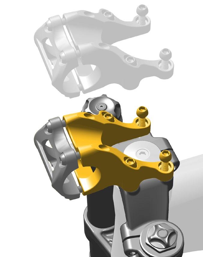 Install the stem onto the upper crown. Monter frempinden på den øverste krone. Montați pipa pe umărul superior. Zamontuj wspornik na górną koronę. Na horní korunku namontujte představec.