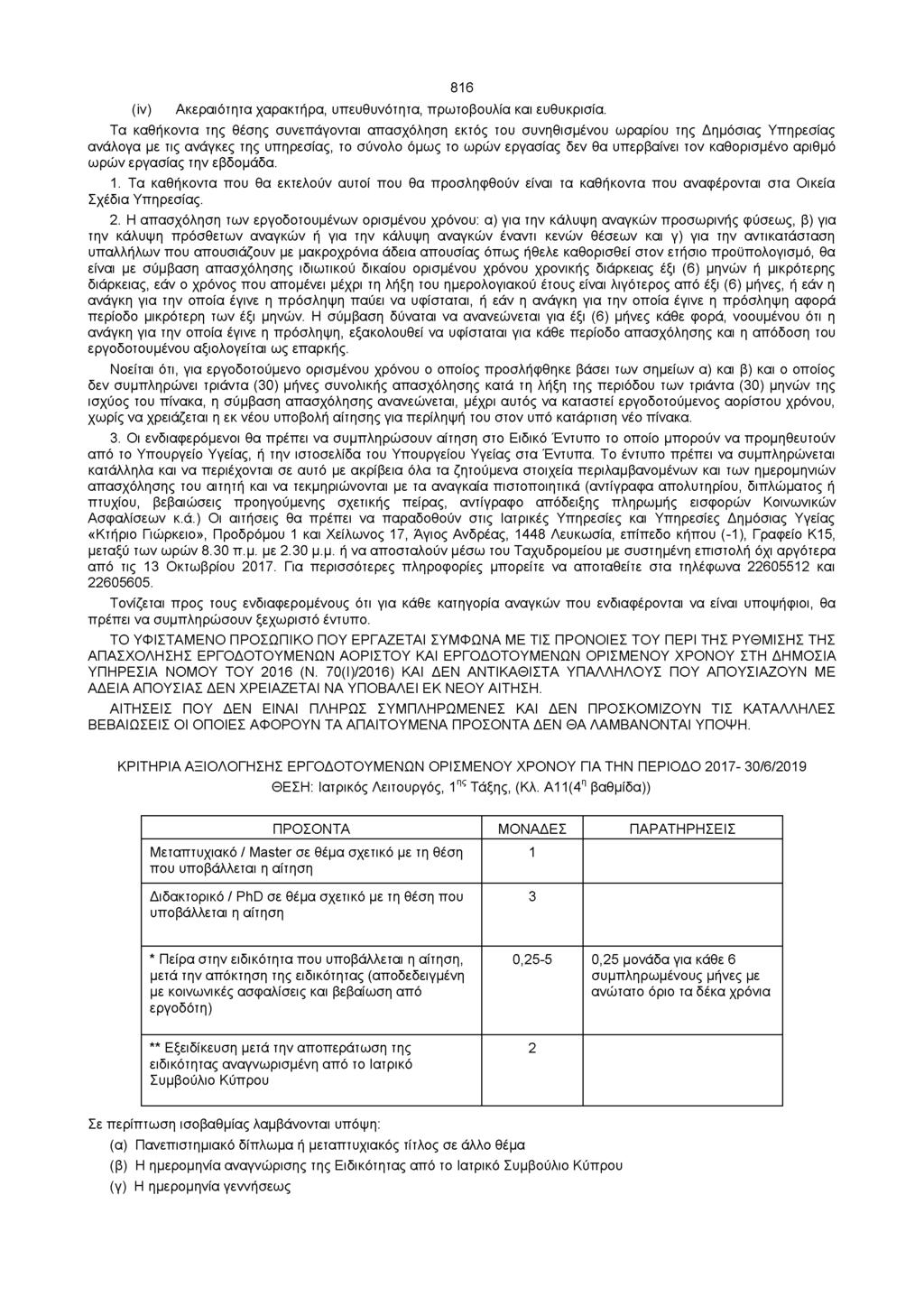 (iv) 816 Ακεραιότητα χαρακτήρα, υπευθυνότητα, πρωτοβουλία και ευθυκρισία.