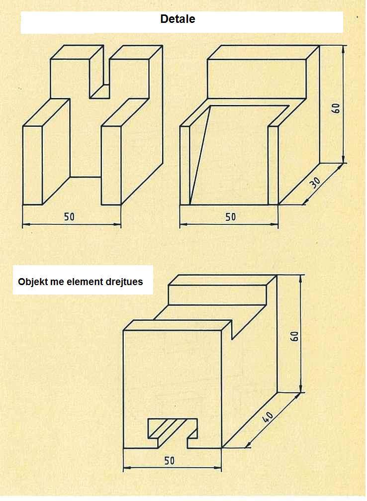 Përmasat që mungojnë të merren tek vizatimi i dhënë. Të dy vizatimet mund të vizatohen në të njëjtën fletë A4. 2.