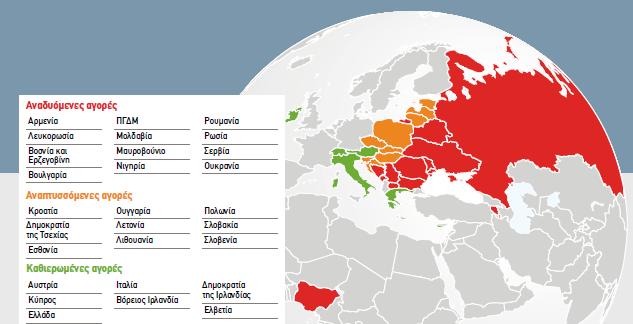 Η Εταιρεία κατατάσσει τις γεωγραφικές αγορές της σε τρεις κατηγορίες: Ανεπτυγμένες χώρες: Αυστρία, Κύπρος, Ελλάδα, Ιταλία, Βόρεια Ιρλανδία, Δημοκρατία της Ιρλανδίας και Ελβετία.