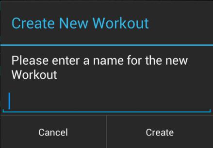 Επίσης στο κάτω μέρος της οθόνης υπάρχει το κουμπί Create New Workout μέσω του οποίου ο χρήστης μπορεί να δημιουργήσει ένα νέο πρόγραμμα εκγύμνασης. 4.3.1 Create new Workout Εικόνα 4.
