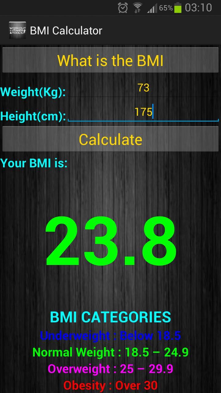 4.6.4 BMI Calculator Το εργαλείο BMI Calculator φαίνεται στην Εικόνα 4.42. Αυτό το εργαλείο προσφέρει την δυνατότητα υπολογισμού του BMI (Δείκτης Μάζας-Σώματος).