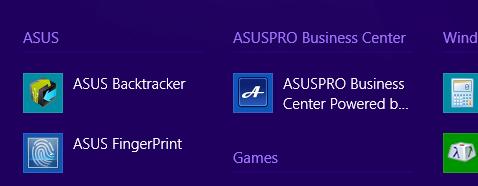ASUSPRO Business Center Το ASUSPRO Business Center αποτελεί κέντρο δικτύωσης εφαρμογών το οποίο περιλαμβάνει κάποιες αποκλειστικές εφαρμογές της ASUS και το Intel Small Business Advantage (SBA) για