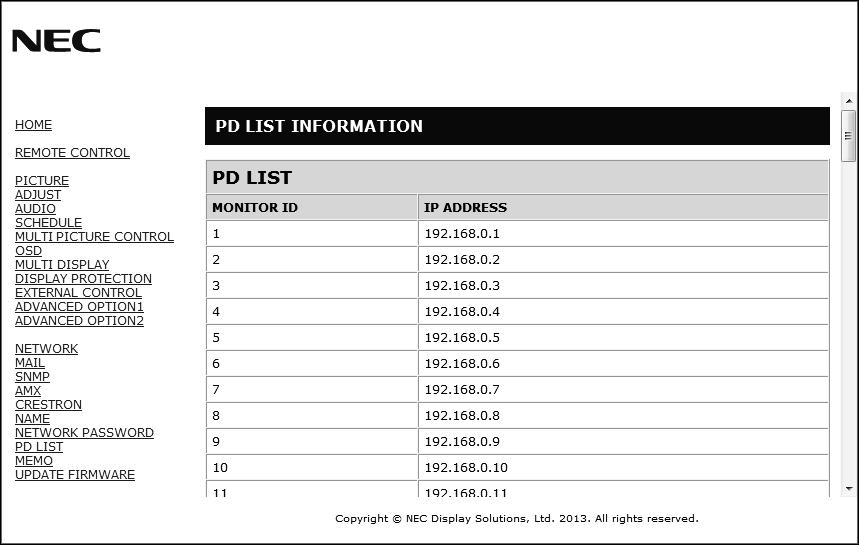 Πληροφορίες λίστας PD Κάντε κλικ στο PD LIST" (ΛΙΣΤΑ PD) στα αριστερά του HOME (ΑΡΧΙΚΗ).