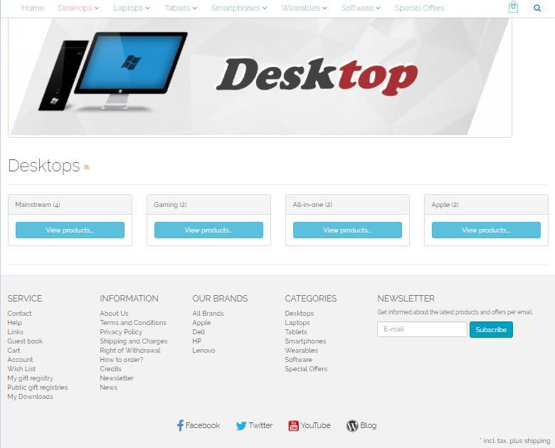 Εικόνα 5.13: Στιγμιότυπο υποκατηγοριών προϊόντων καταστήματος TechEShop.