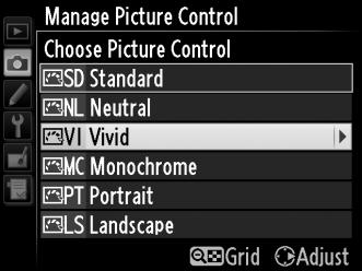 Δημιουργία Προσαρμοσμένων Picture Control Τα προτοποθετημένα Picture Control που παρέχονται με τη φωτογραφική μηχανή μπορούν να τροποποιηθούν και να αποθηκευτούν ως προσαρμοσμένα Picture Control.