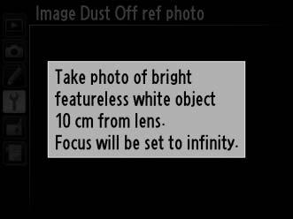 Image Dust Off Ref Photo (Απομάκρυνση σκόνης φωτογραφίας αναφοράς) Κουμπί G B μενού ρυθμίσεων Λάβετε δεδομένα αναφοράς για την επιλογή απομάκρυνσης σκόνης φωτογραφίας στο Capture NX 2 (διατίθεται