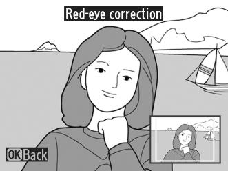 Red-Eye Correction (Διόρθωση του κοκκινίσματος των ματιών) Κουμπί G N μενού επεξεργασίας Η επιλογή αυτή χρησιμοποιείται για τη διόρθωση του «κοκκινίσματος των ματιών» που δημιουργείται από το φλας