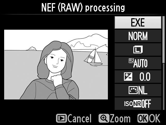 3 Προσαρμόστε τις ρυθμίσεις επεξεργασίας NEF (RAW). Προσαρμόστε τις ρυθμίσεις που παρατίθενται παρακάτω.