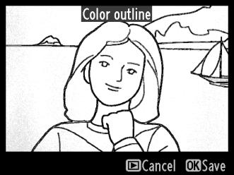 Color Outline (Ιχνογραφία) Κουμπί G N μενού επεξεργασίας Δημιουργήστε ένα αντίγραφο-περίγραμμα της φωτογραφίας για να το χρησιμοποιήσετε ως προσχέδιο για πίνακα.