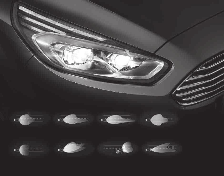 Κατευθυντικοί προβολείς LED Ford Dynamic Adaptive Lighting System με διαφοροποιούμενη κατανομή του φωτός που προσφέρει βελτιωμένο φωτισμό σε διαφορετικές συνθήκες οδήγησης, ανάλογα με την ταχύτητα,