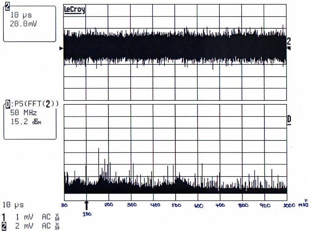 מתוצאות הניסוי אנו רואים שספקטרום הרעש קטן משמעותית בהשוואה לתוצאות הבדיקות הקודמות (תוצאת גרף ה- FFT מתחיל מרמת מתח מסוימת ולא מאפס, עקב טעות).